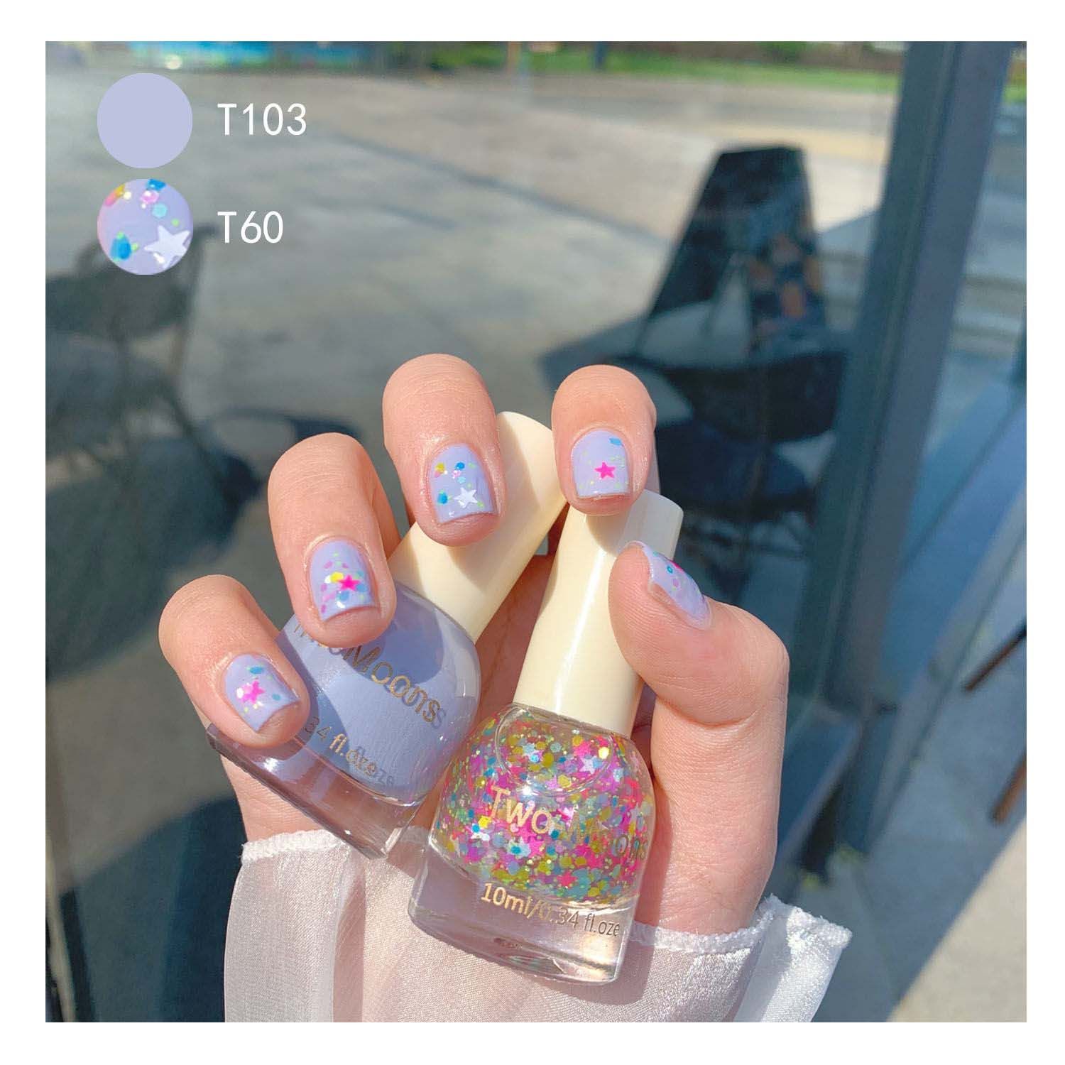 2 bottles Non-peelable nail polish hit color nail art combination unicorn sequin ivory white milk white nail polish 2 bottles Non-peelable nail polish hit color nail art combination unicorn sequin ivory white milk white nail polish