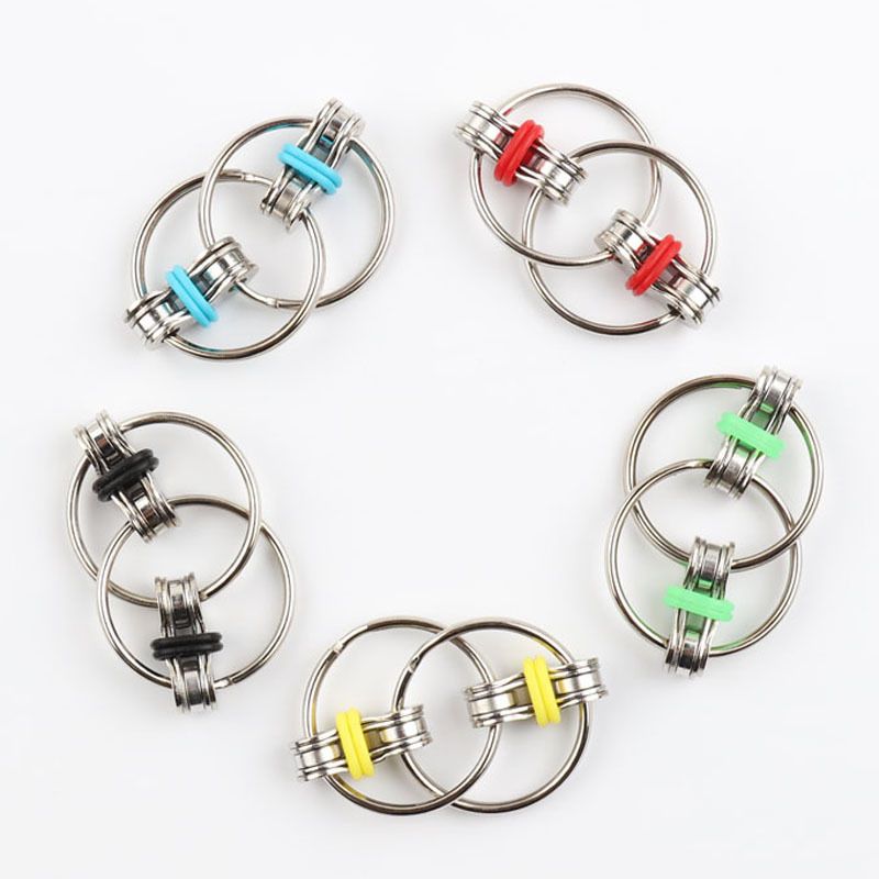 Key Ring Fidget Toy Flippy Chain Metal Finger Toy Keyring Chain