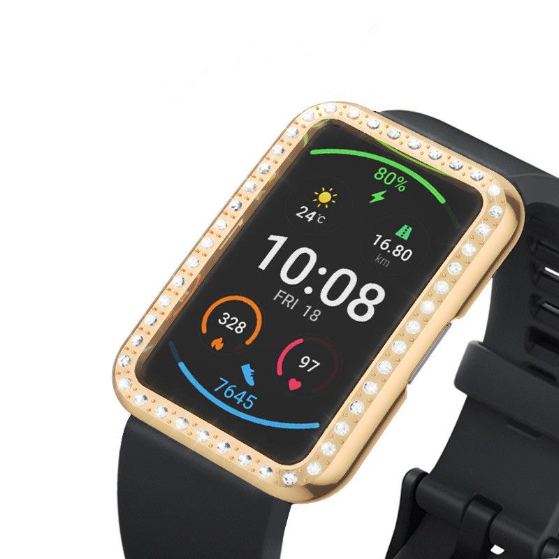 Compra Funda De PC Con Diamante Para Reloj Huawei FOUT PROTECTOR PROTECTOR  CUBIERTE CHELL MARCO DE BORDE DE PARPERA PARA HUAWEI FIT WATCH ACCESORIOS  ACCESORIOS DE ACCESORIOS Barato | Entrega Rápida Y