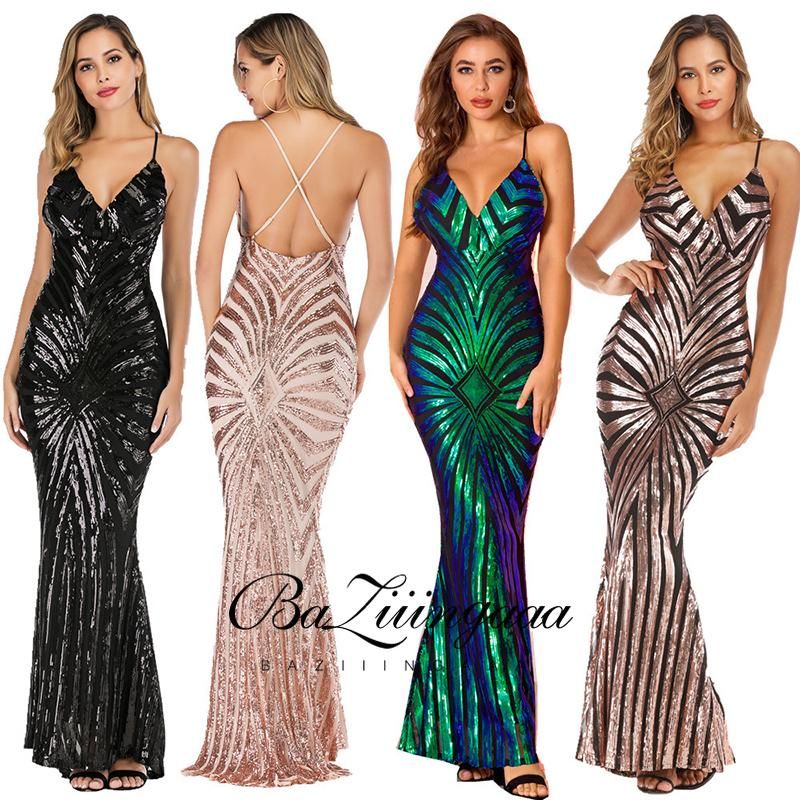 Vestidos de fiesta Baziiingaaa elegante Halter Vestido de noche Sirena SPLYNY Vestido de lentejuelas adecuado para Vestidos de fiesta Baziiingaaa elegante Halter Vestido de noche Sirena SPLYNY Vestido de lentejuelas adecuado para