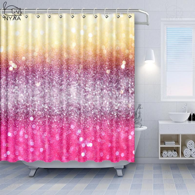 Details about   Colorful Shower Curtain Pastel Colors Shining Waterproof Bathroom Curtain Hooks 