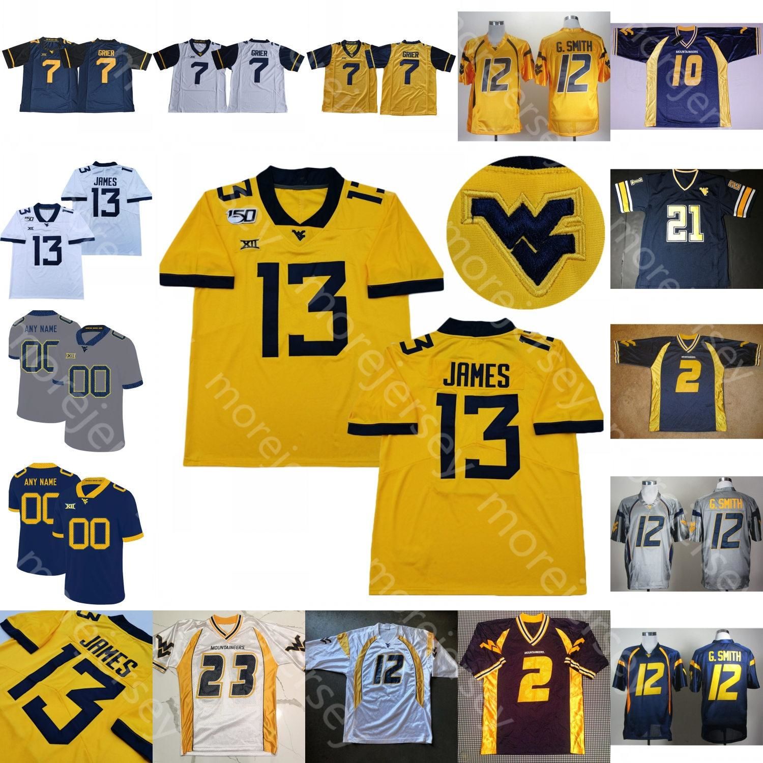 2020 Custom West Virginia Mountaineers WVU Football Jersey NCAA College
