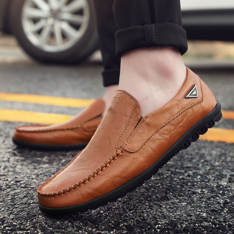 Compra Hombres De Cuero Genuino Zapatos Casuales Marca De Lujo 2022  Mocasines Para Hombre Mocasines Mocasines Resbalón Transpirable En Zapatos  De Conducción Negros Tamaño 38 47 Barato | Entrega Rápida Y Calidad |  Es.Dhgate