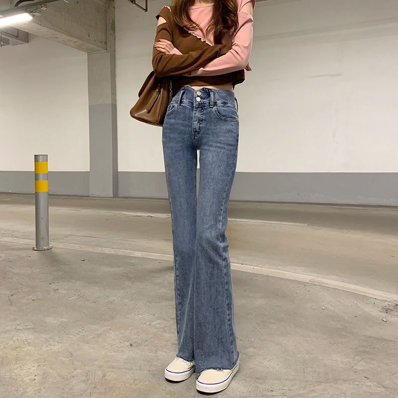 High Waist Flare Jeans Woman Slim 