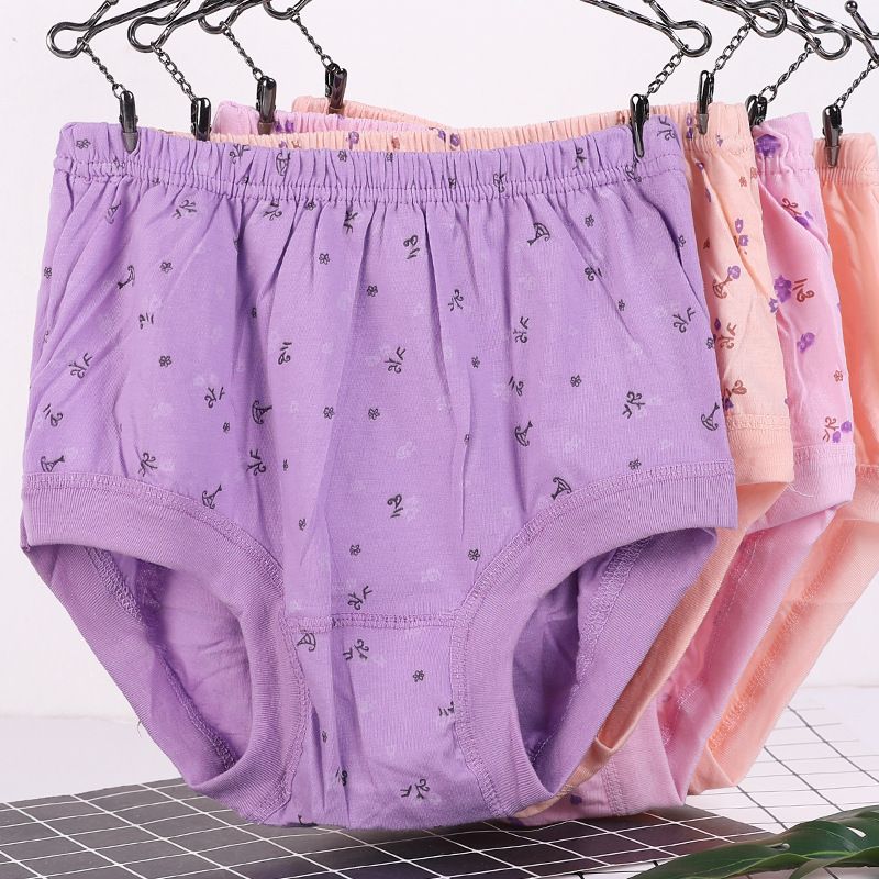 Gordo talla grande dama ropa interior de mediana algodón anciano cintura alta bragas viejas