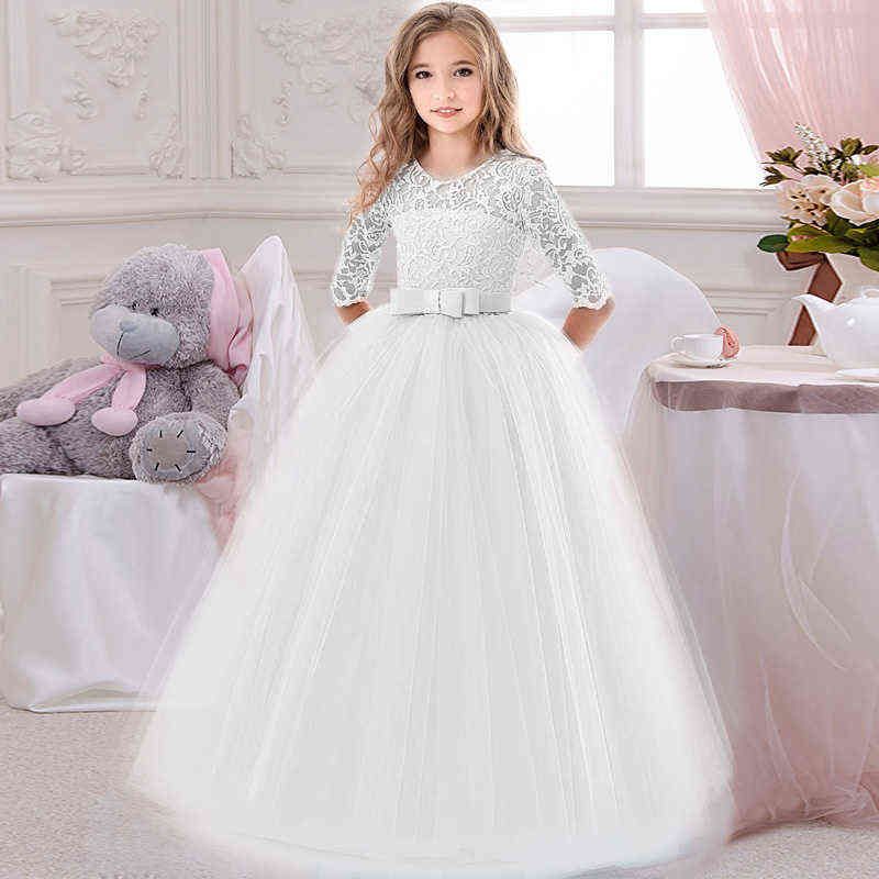 Verano blanco rosa vestido de dama de honor largo bebé vestido de arco para niños ropa Verano blanco rosa vestido de dama de honor largo bebé vestido de arco para niños ropa