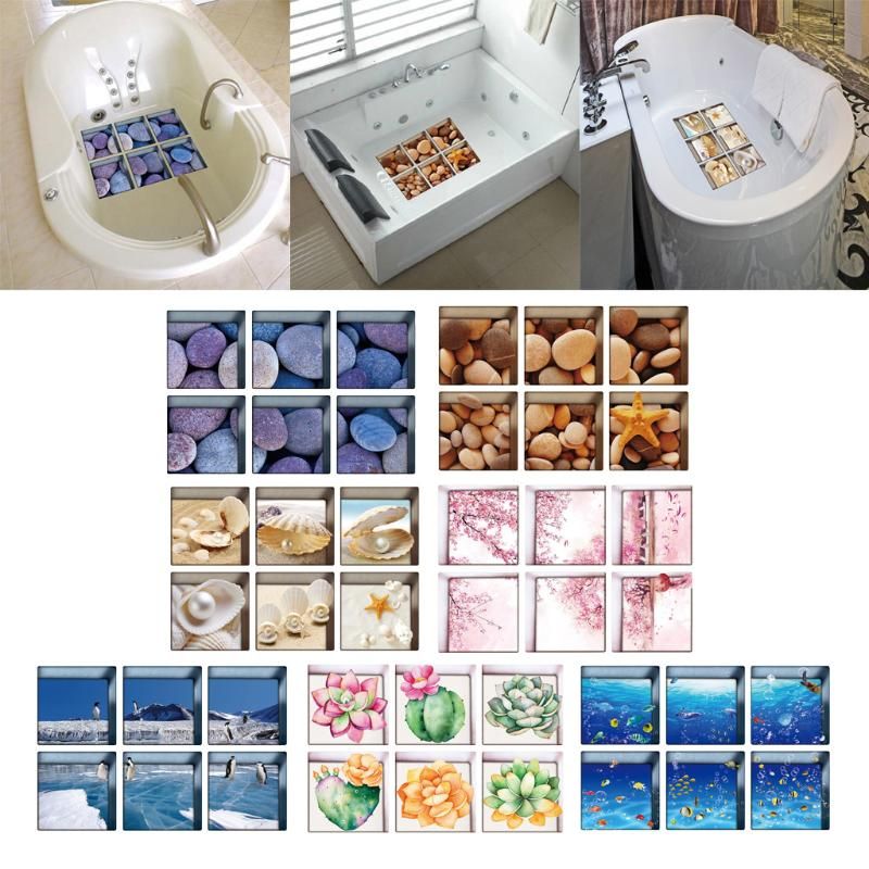 Non Slip Appliques 3D Effect Anti Slip Bathtub Stickers Tub Tattoos