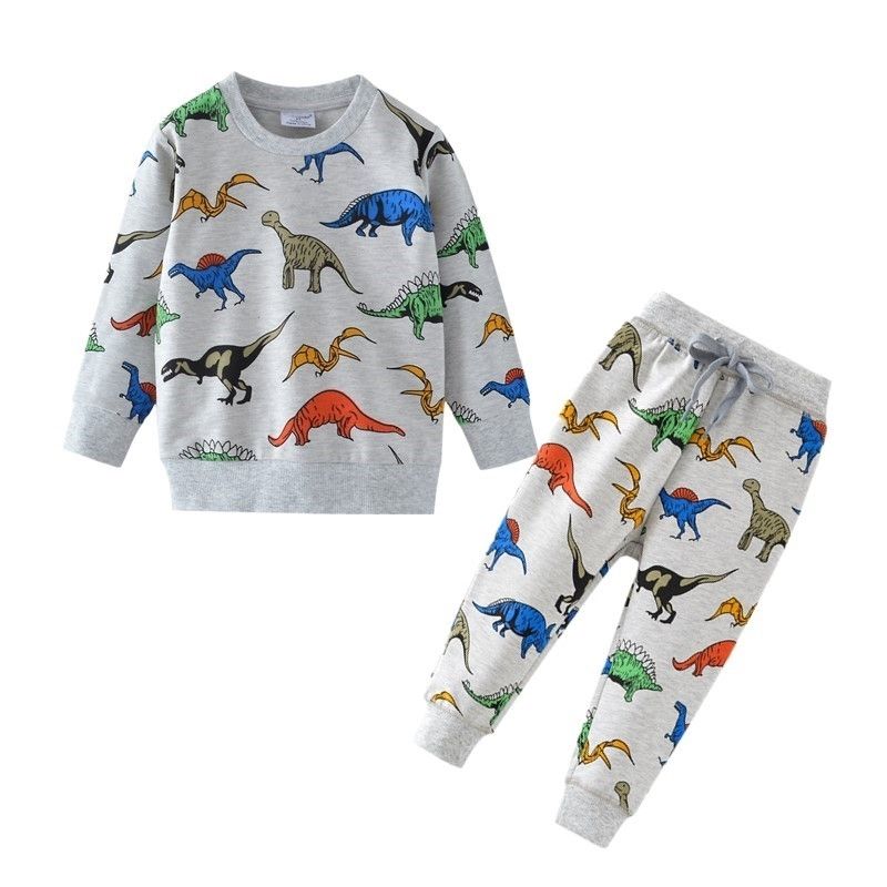 Dinosaurios niños niños ropa conjuntos de de dibujos animados de algodón y pantalones niños