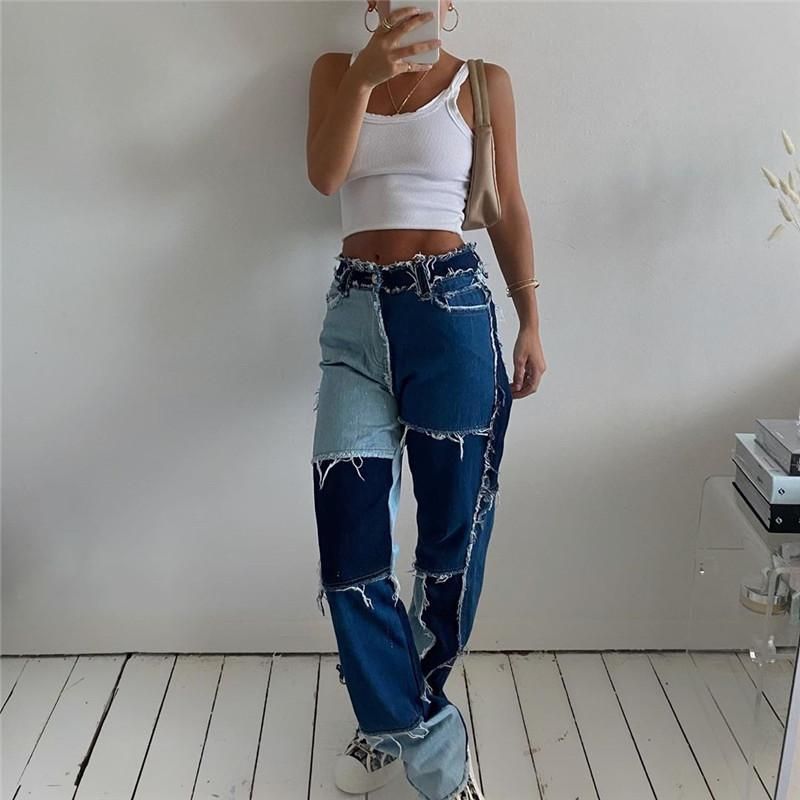 Compra Jeans Mujeres Y2K Bodycon Patchwork Harajuku Pantalones Estéticos De  Moda Casual Casual De Cintura De Cintura De Cintura 90s Barato | Entrega  Rápida Y Calidad | Es.Dhgate