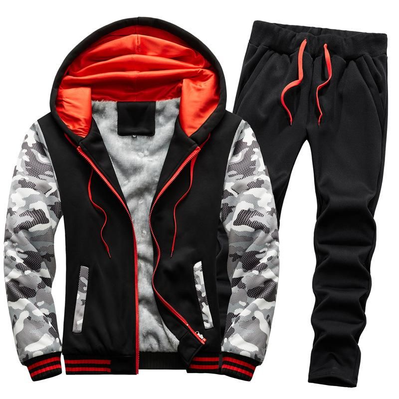 2021 Men Tracksuit Winter Clothes Set Hoodies And Pants Set Man Fur ...