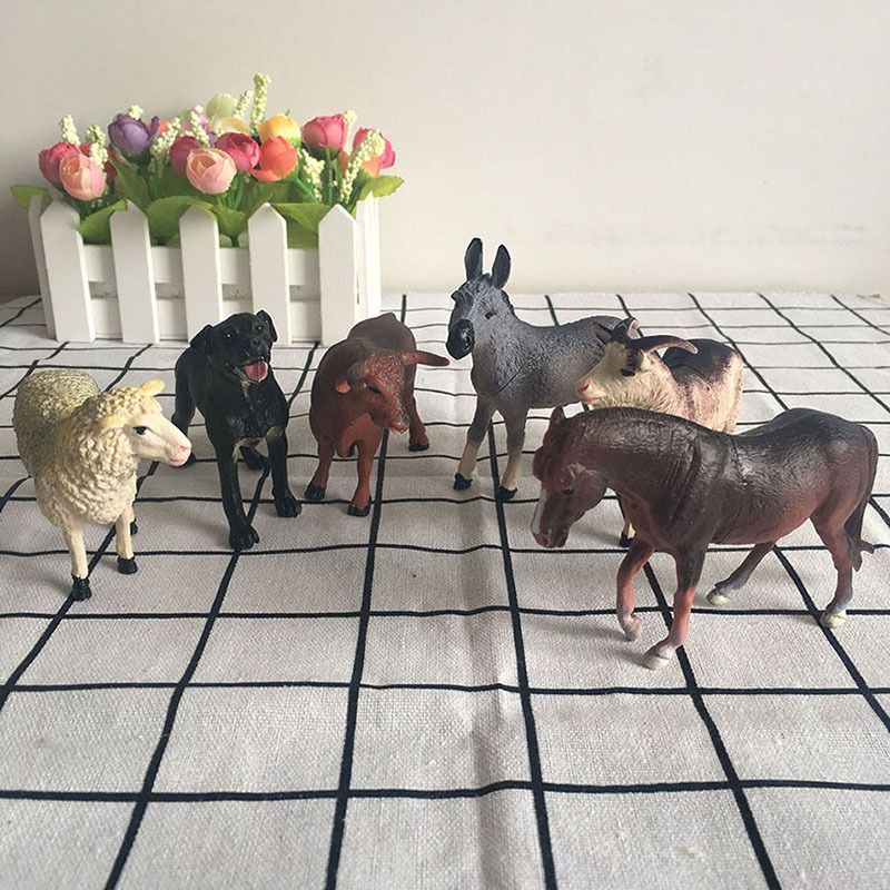 Details about   Farm Animals Toy Plastic Model Figures Cow Bull Goat Sheep Horse Donkey