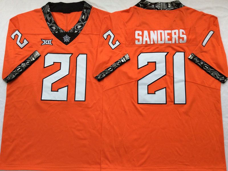 21 Barry Sanders Orange Retro Jersey