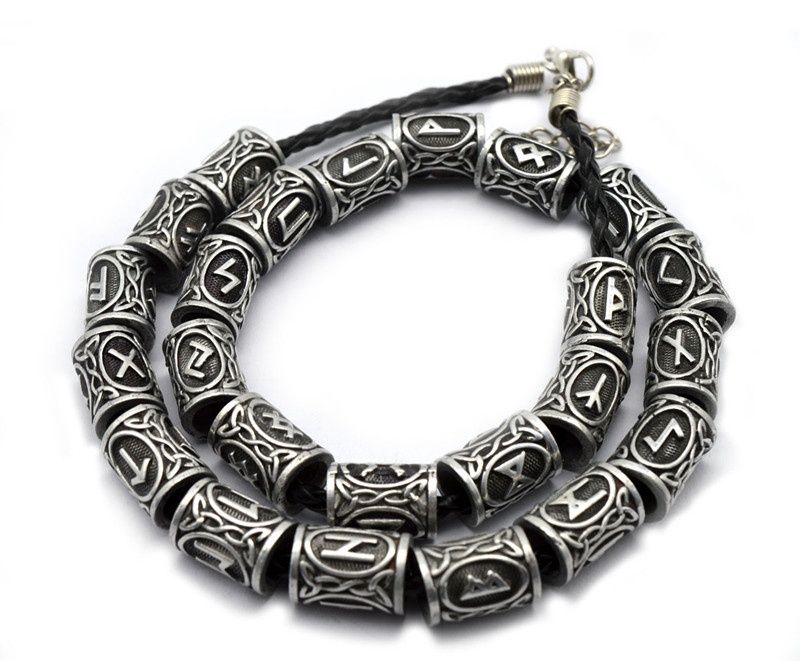 Viking Runes Nordic Norse Beard Beads Set - Image 2