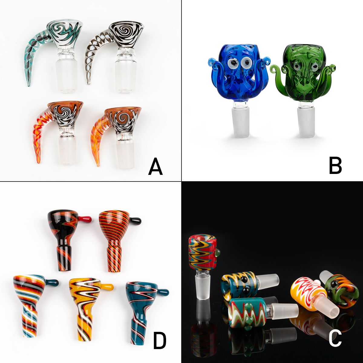 2021 Glass Bowls For Bongs 14mm 18mm Male Green Blue Thick Clear Glass