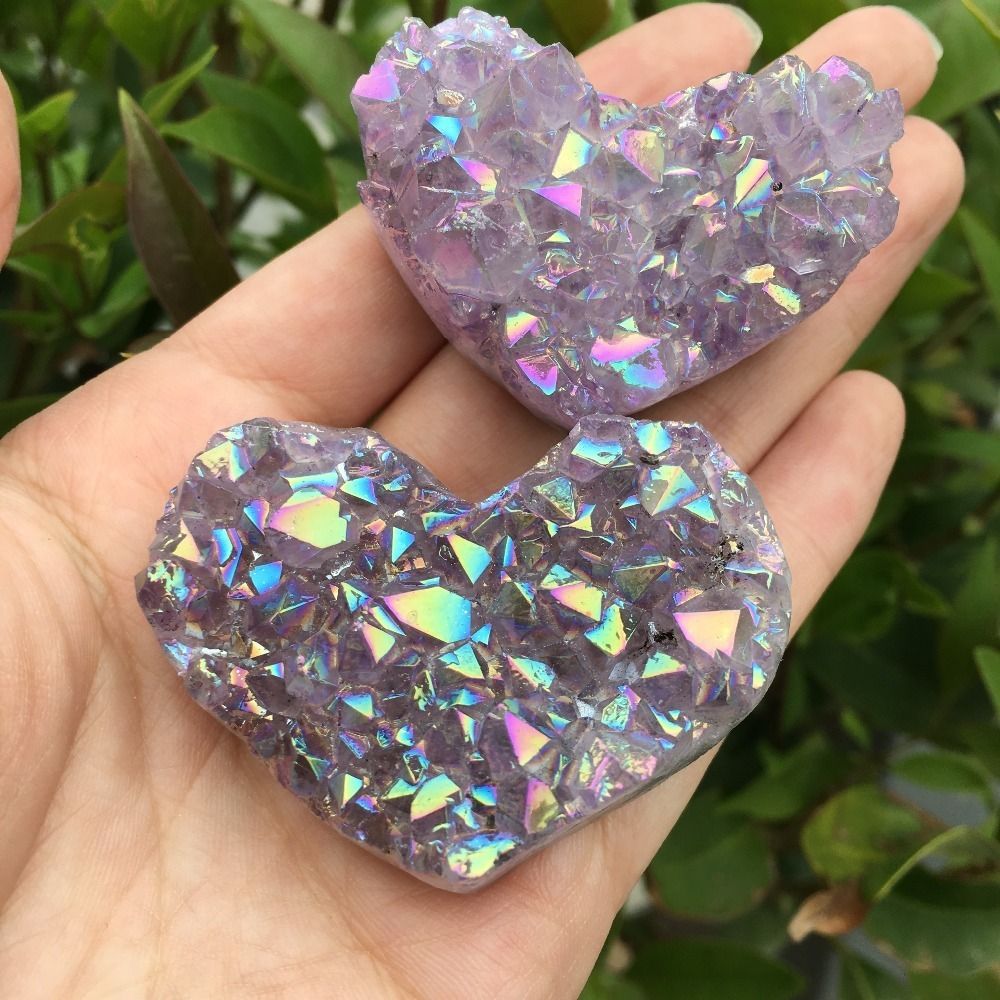 Natural Aura Titanium Quartz Crystal Rainbow Cluster Specimen Healing Stone 1Pcs 