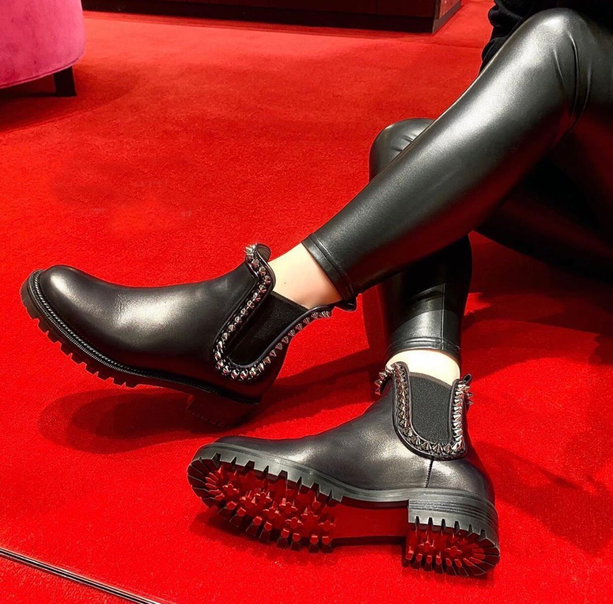 Famous Winter Womens Red Bottom Boots Capahutta Ankle Boots Black Leather  Lug Sole High Quality Brands Red Sole Booties Party Wedding From Yangzz1,  $27.11
