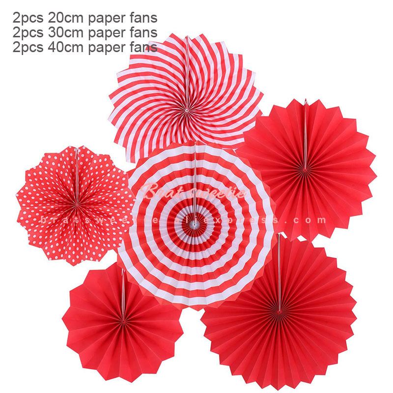 6pc Red Fan