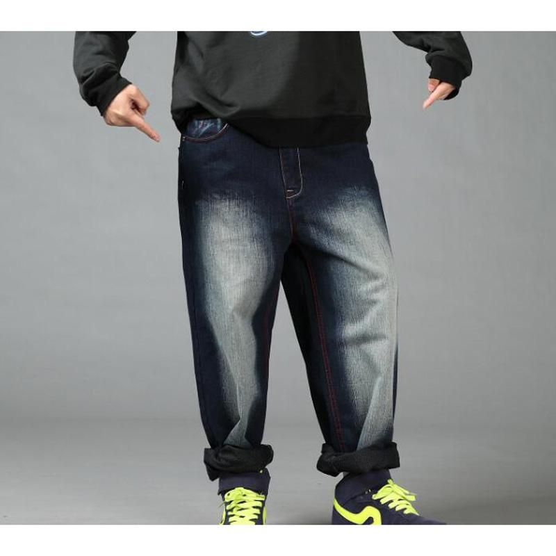 2021 SHIERXI Hip Hop Baggy Jeans Blue Mens Denim Hip Hop Loose Pants