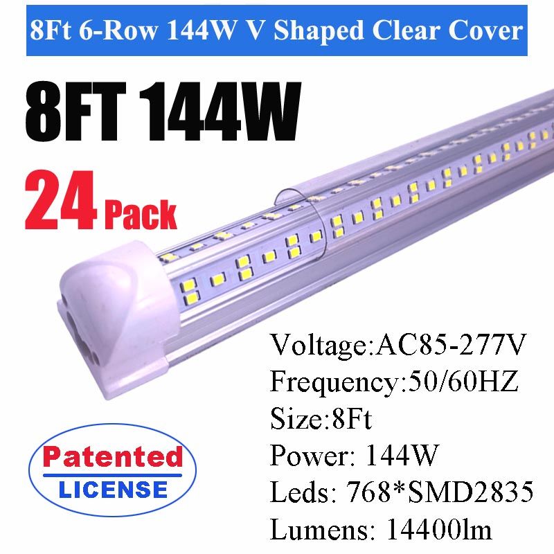 8Ft 144W V Integrated Tube (24 Pack)