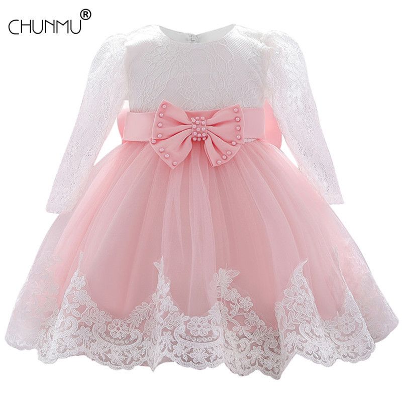 Manga larga para bebés infantil vestido de encaje flor de encaje vestidos de bautismo para niñas Manga larga para bebés infantil vestido de encaje flor de encaje vestidos de bautismo para niñas