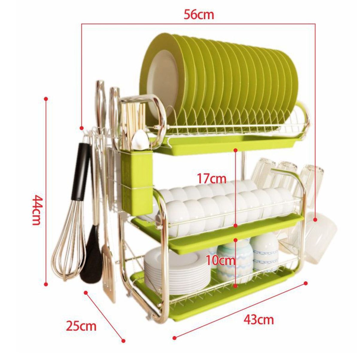 Dropship 2-Tier Dish Drying Rack Cutlery Drainer Holder Kitchen