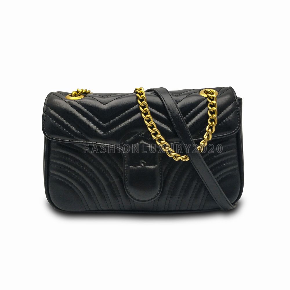Black bag with gold chain