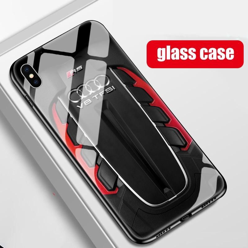 TPU+Tempered Glass Racing Car Twin Turbo V8 Rs Phone Cases For