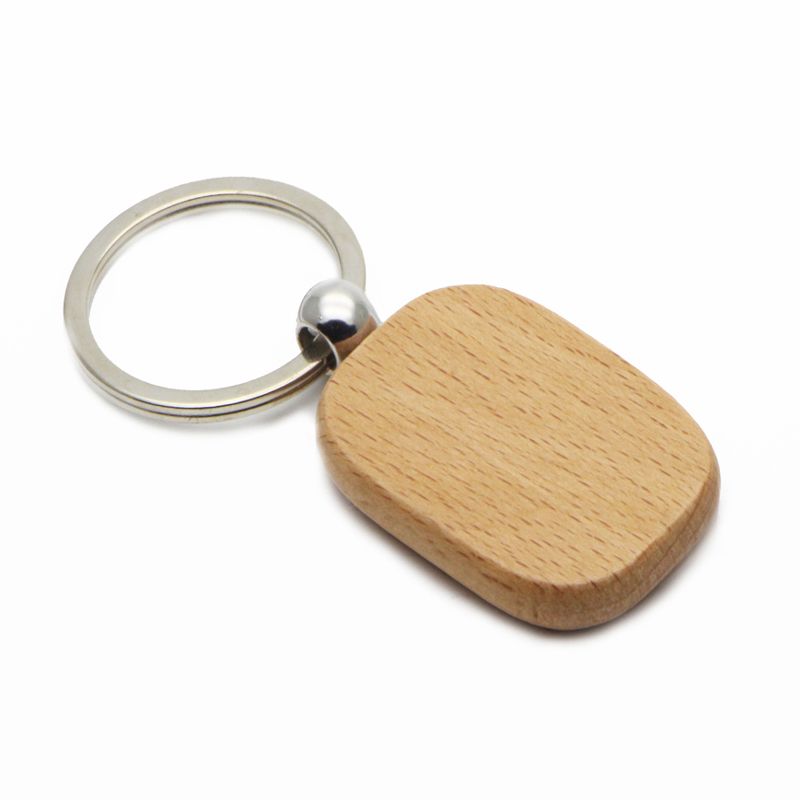 Rectangular Wooden Key Ring,Blank Wood Keychain Can Be Personalised
