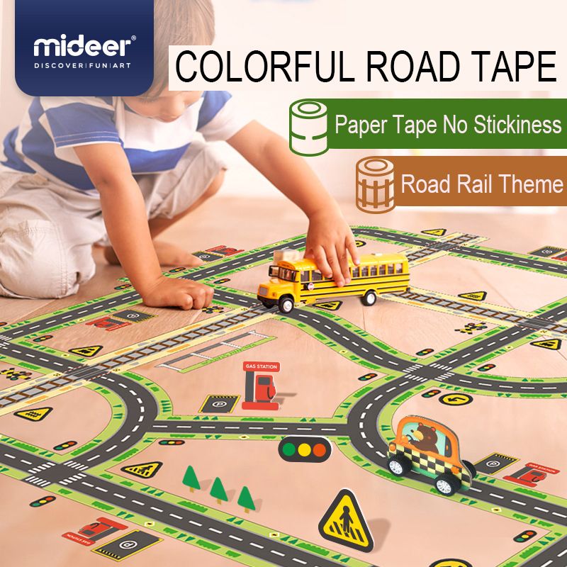 MiDeer DIY Colorful Traffic Track Stickers Road Tape Sticker Toy Non Stick  Paste Rail Traffic Tape Scenario Toy For Kids + LJ201019 From Jiao08,  $16.14