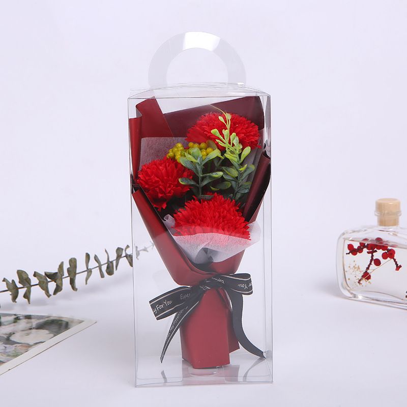 Bouquet rosso con scatola in PVC