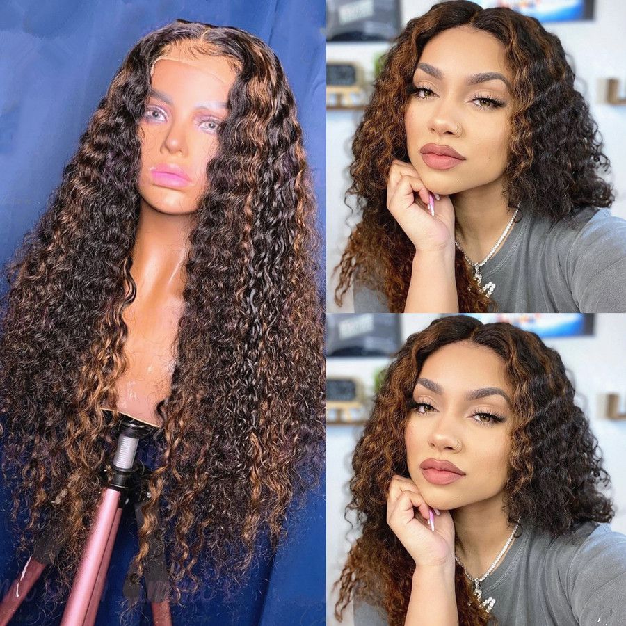 Wet and Wavy 13X6 Pre plucked Honey Blonde Silk Base Lace Front Wigs Highlight Brown Ombre Human Hair Wig Preplucked Brazilian Women Wet and Wavy 13X6 Pre plucked Honey Blonde Silk Base Lace Front Wigs Highlight Brown Ombre Human Hair Wig Preplucked Brazilian Women