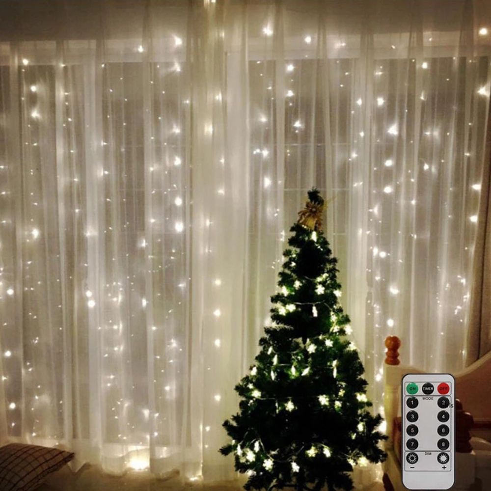 Cortina de Luces LED de 3M a Control Remoto para Decorar Fiestas Jardín Navidad 