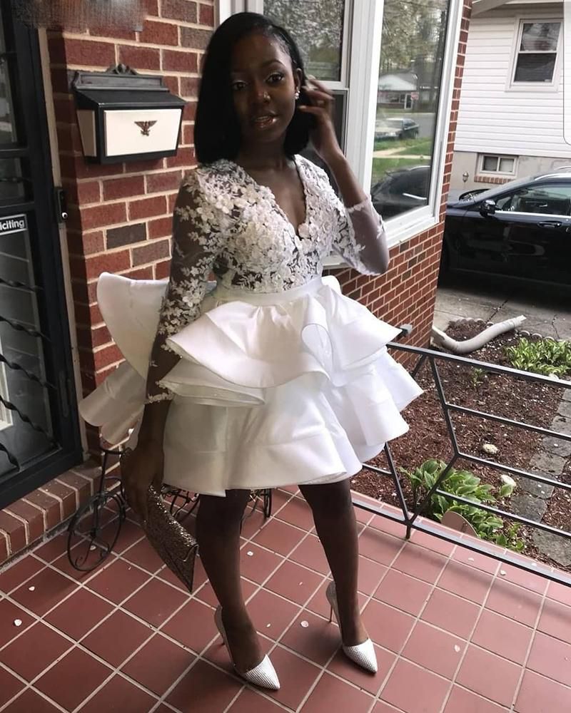 White Short Prom Dress 2021 African ...