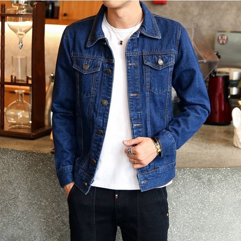 Mens Denim Jacket Plus Size Bomber Men Cowboy Baggy Jean Jaket For Men ...