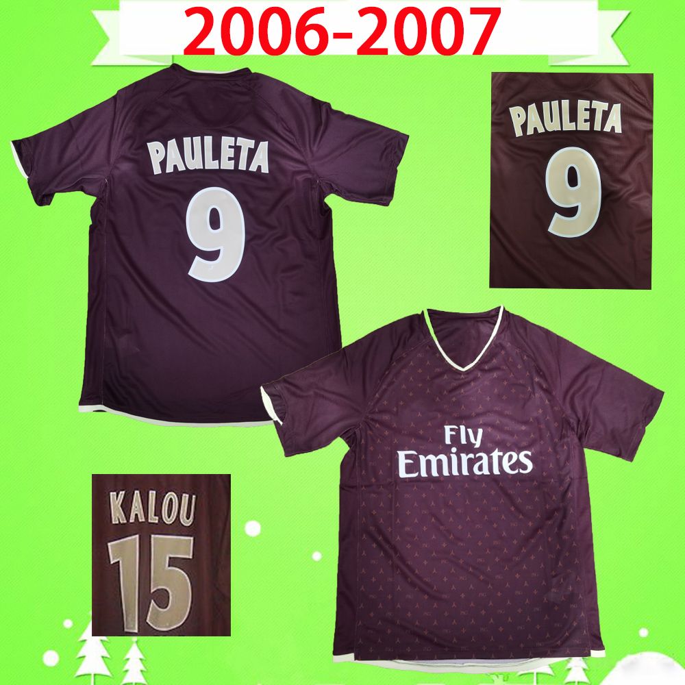 PSG Jersey Ayak De 2007 2006 Futbol Forması Retro 06 07 Klasik Kırmızı  Paris Uzakta Eski Futbol Forması # 25 Rothen 15. KALOU 9. Pauleta Maillot  Yi TL800.24