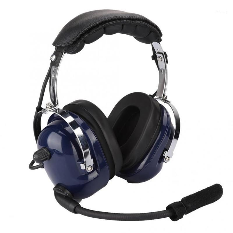 Noise Reduction General Aviation Headset Dual Plug Pilot Headphone Blue