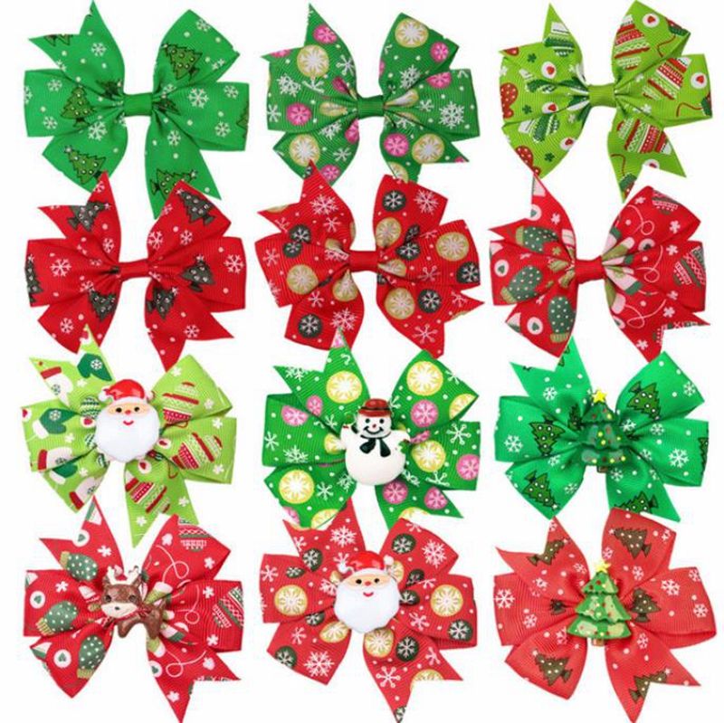 Christmas Baby Hairclips Cartoon Girls Barrettes Cute Bow Hair Clips