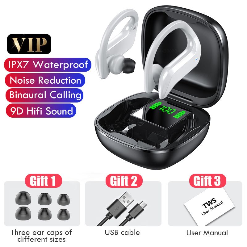 TWS Earphones Wireless Bluetooth Headphone Noise Cancelling 9D HiFi Stereo Sport Headset Handsfree With Microphone