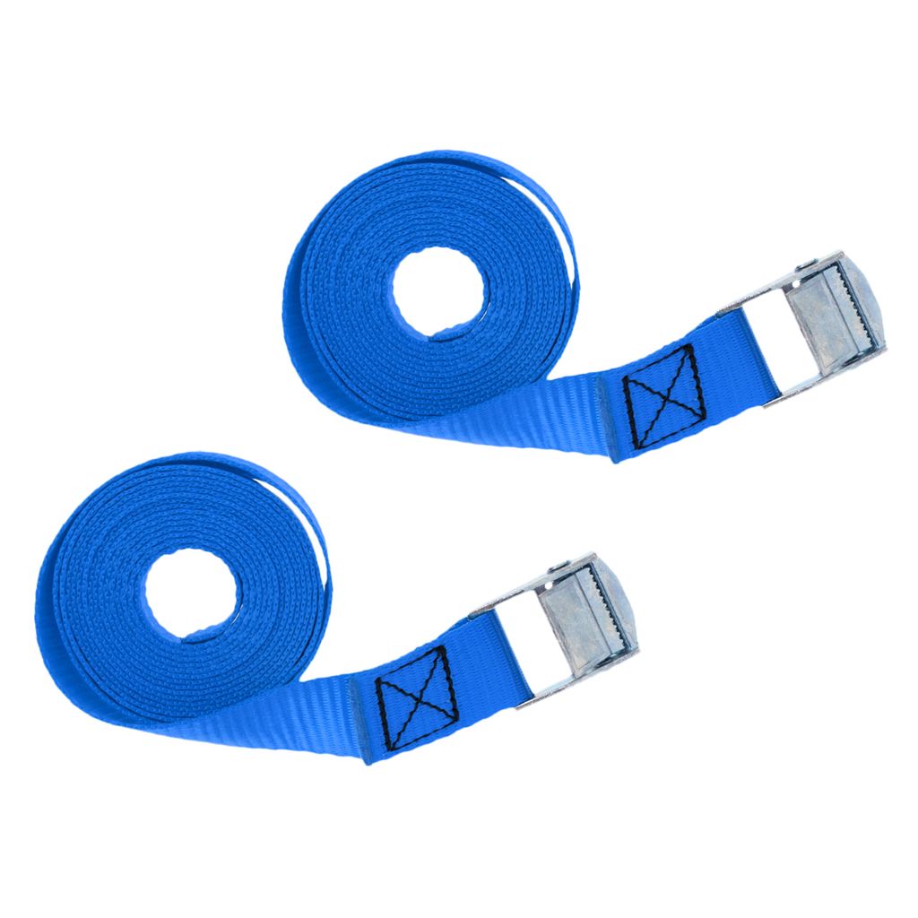 2pcs Blue 5m 25mm Roof Rack Kayak SUP Lashing Tie Down Strap with Cam Buckle