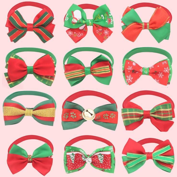 2020 STOCK Christmas Holiday Pet Cat Dog Collar Bow Tie ...