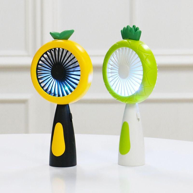 Ventiladores eléctricos de dibujos animados de piña de dibujos animados de mano USB recargable Mini ventilador Ventiladores eléctricos de dibujos animados de piña de dibujos animados de mano USB recargable Mini ventilador