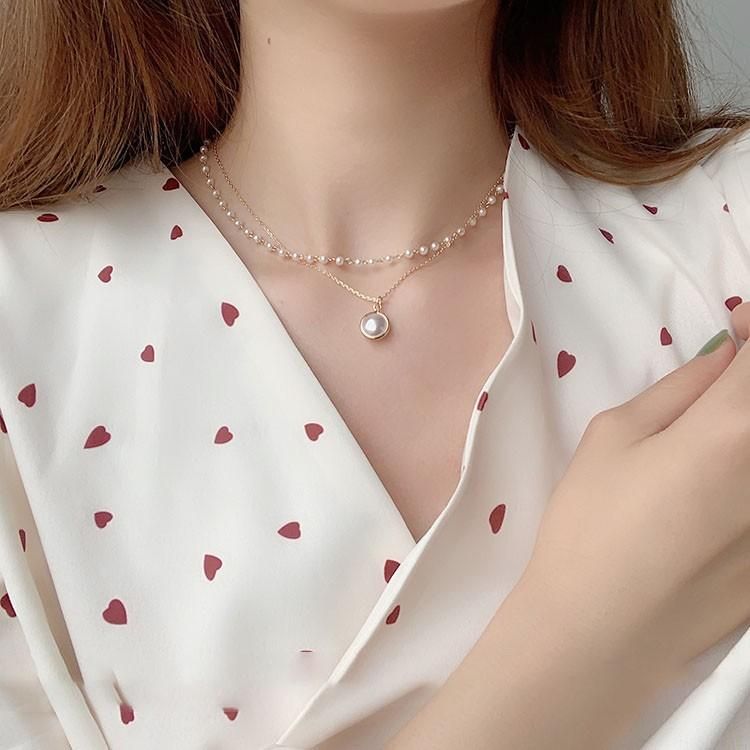 Double Layer Pearl Necklace Young 