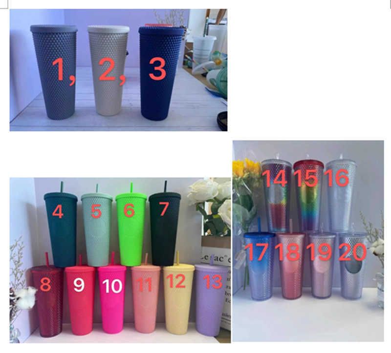 Starbucks Cups Matte Diamond Studded 12 Colors Tumbler Cold Cups 24oz/710ml  Gift