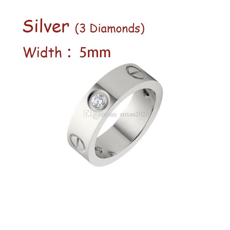 Argent (5mm) -3 diamant