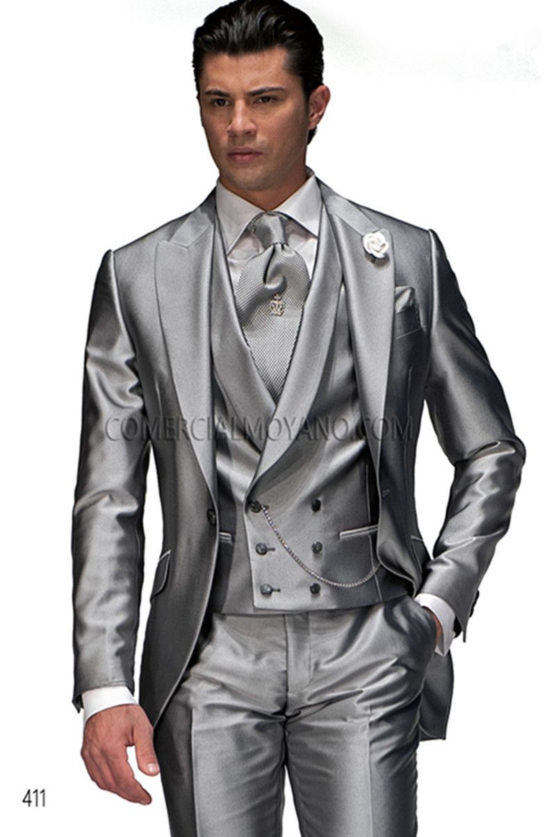 Un Botón De Nuevo Estilo De Boda De Plata Novio Esmoquin Pico De Los Padrinos Mejor Hombre Para Hombre Chaqueta + Pantalones + Chaleco + Tie 681 De 49,54 | DHgate