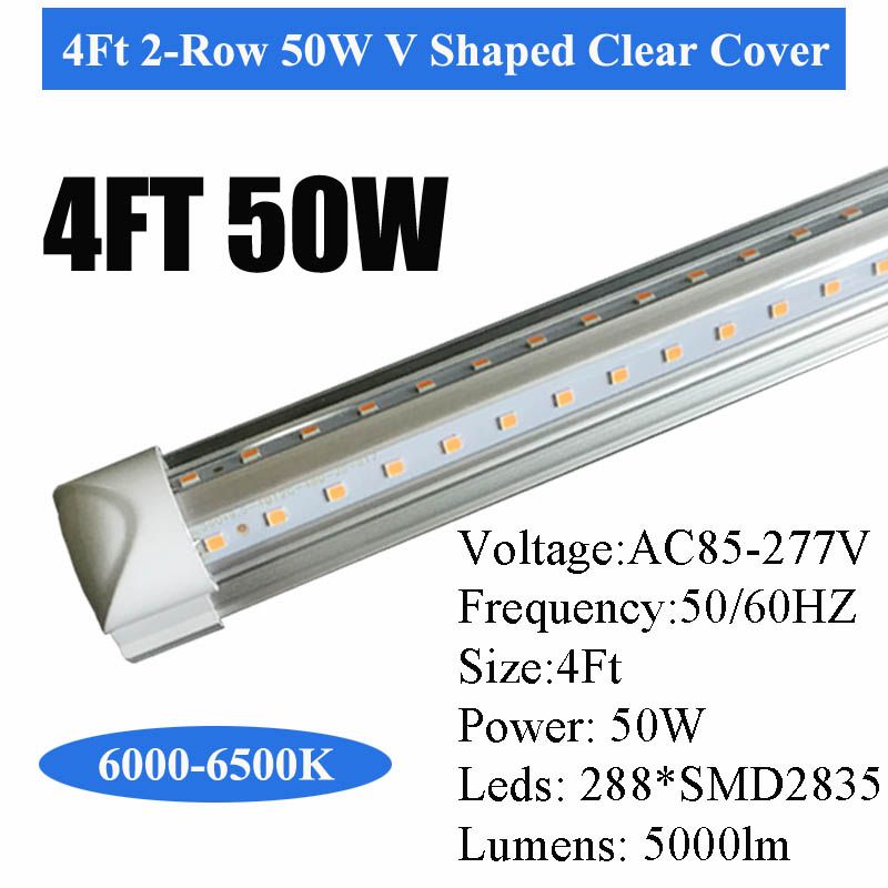 4Ft 50W 2-Row Clear Cover V-Shaped