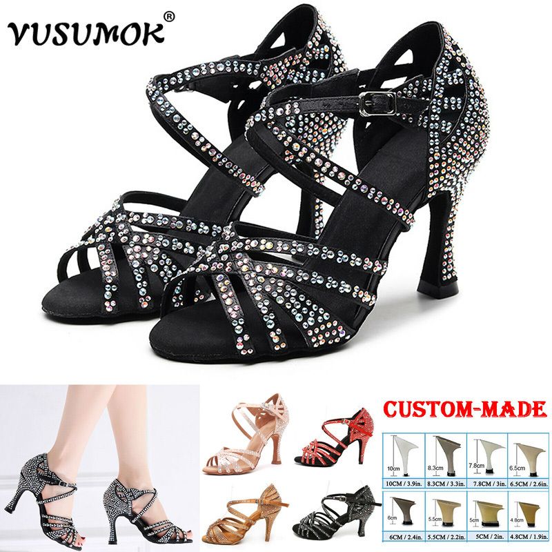 Women Dance Shoes Satin Shining rhinestones Ladies Girls Tango Salsa Shoes Open Toe High Heels zapatos mujer 201017 2021 from $32.51 | DHgate Mobile