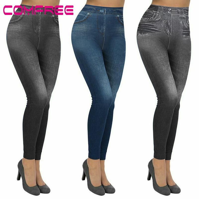 Compra Corriendo Pantalones Jeggings Mujeres Faux Denim Jeans Leggings High  Cintura Plancha Pantalones Pantalones Pulsadores Pulsar Leggins Fisuras  Slim Barato | Entrega Rápida Y Calidad | Es.Dhgate