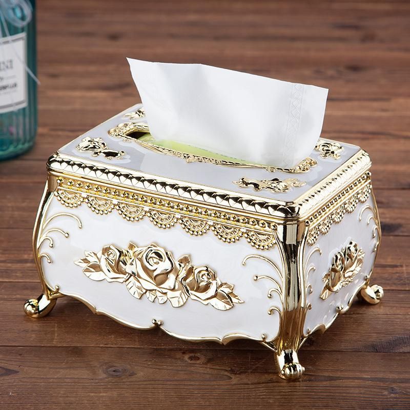 Caja De Pañuelos Decorativa Estilo Europeo Acrílico rojo dorado Caja De Pañuelos Decorativa Estilo Europeo Acrílico rojo dorado