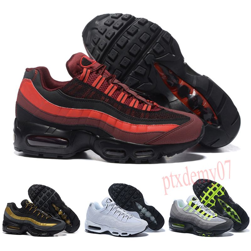 Nike Air Max 95 para hombre de los zapatos atléticos oro Bred láser rojo